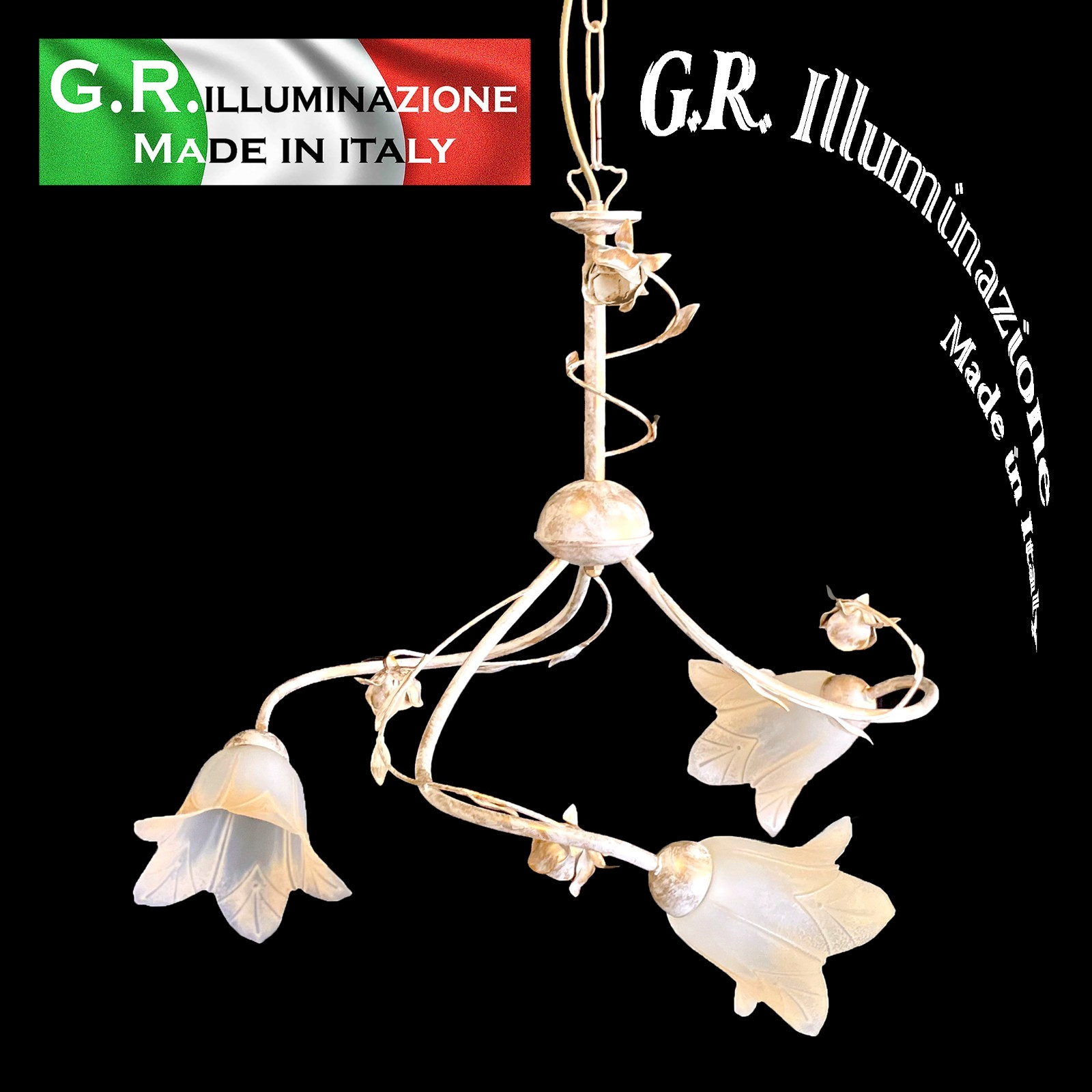Suspension classique DINA lustre ivoire et or pour salon et salle à manger