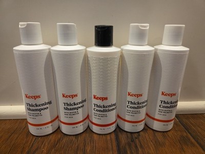 Lot of 5 Keeps Hair Thickening Mens Shampoo and Conditioning 8oz Expired*