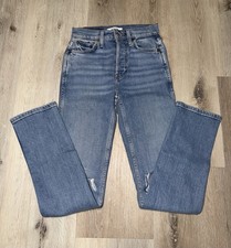 Re/Done Originals 80s Slim Straight Brisk Blue With Rips Women's Size 23