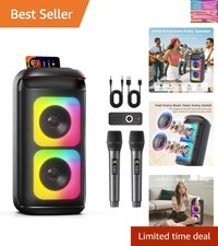 Karaoke Machine with 2 Wireless Microphones, Portable Bluetooth Karaoke for A...