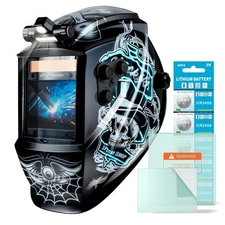 Auto Darkening Welding Helmet, Solar Powered with 4 Arc Sensors & Grinding Mode