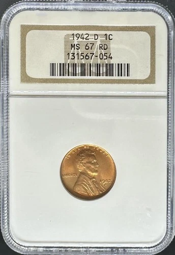 1942-D Lincoln Cent MS67RD NGC (#PA131567054)