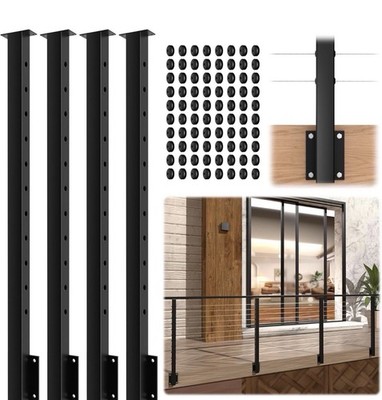 Gyykzz 4 Pack Side Mount Level Drilled Cable Railing Post 36''x2''x2''