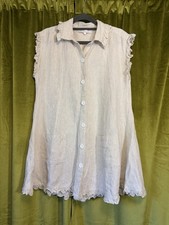 Olivaceous Linen Stripe Ruffle Mini dress in Tan & White. Size Small. Size $68