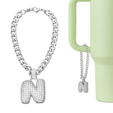 Letter Charm for Stanley Tumbler Cup, Bubble Cute Initial N Letter Charm, White