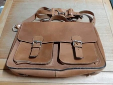 Vintage Quality Old Leather Satchel Shoulder Bag Messenger Laptop briefcase
