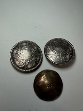 Western Concho Lot Engraved Silver Tone Floral Rope Edge Belt Tack Mixed 3pc