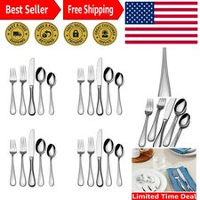 Shimmering 20-Piece Flatware Set with Teardrop Handle Design - Service for 4