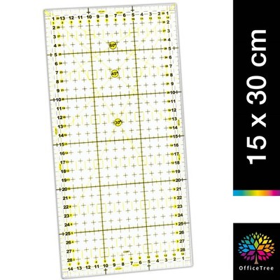 OfficeTree Schneiderlineal 30 x 15 cm - Patchwork Transparentes Universal Lineal