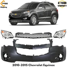 Front Bumper Cover Primed & Grille Assembly Kit For 2010-2015 Chevrolet Equinox