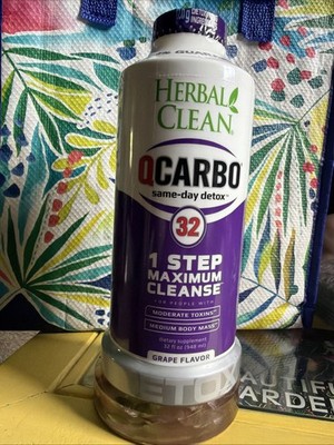 Herbal Clean QCarbo32 Same-Day Detox Supplement Grape Flavored 