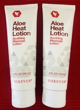 2 Pack Forever Living Aloe HEAT LOTION (2x4 oz) Soothing Massage Lotion 118ML