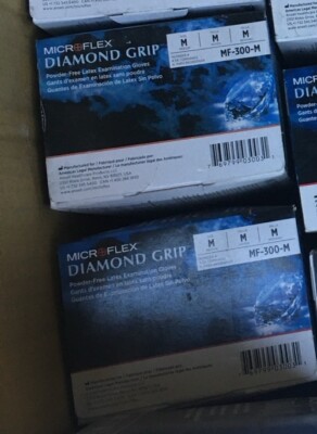 Microflex Latex Gloves Diamond Grip MF-300 Disposable Size MED 100 Gloves NEW!