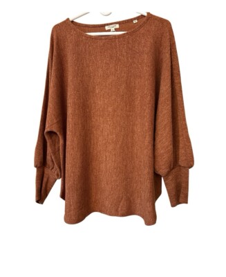 Max Studio Textured Rib Bubble Sleeve Tunic Top Cedarwood 2X NWT