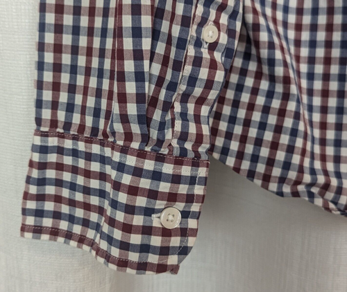 Camicia elegante J Crew L slim uomo blu rossa a quadri manica lunga abbottonata - Foto 7 di 8
