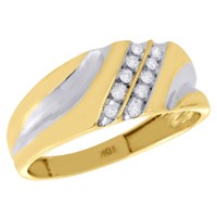 10K Gelbgold Diamant Ehering Herren Gerillt Verlobungsring 0.13 Karat
