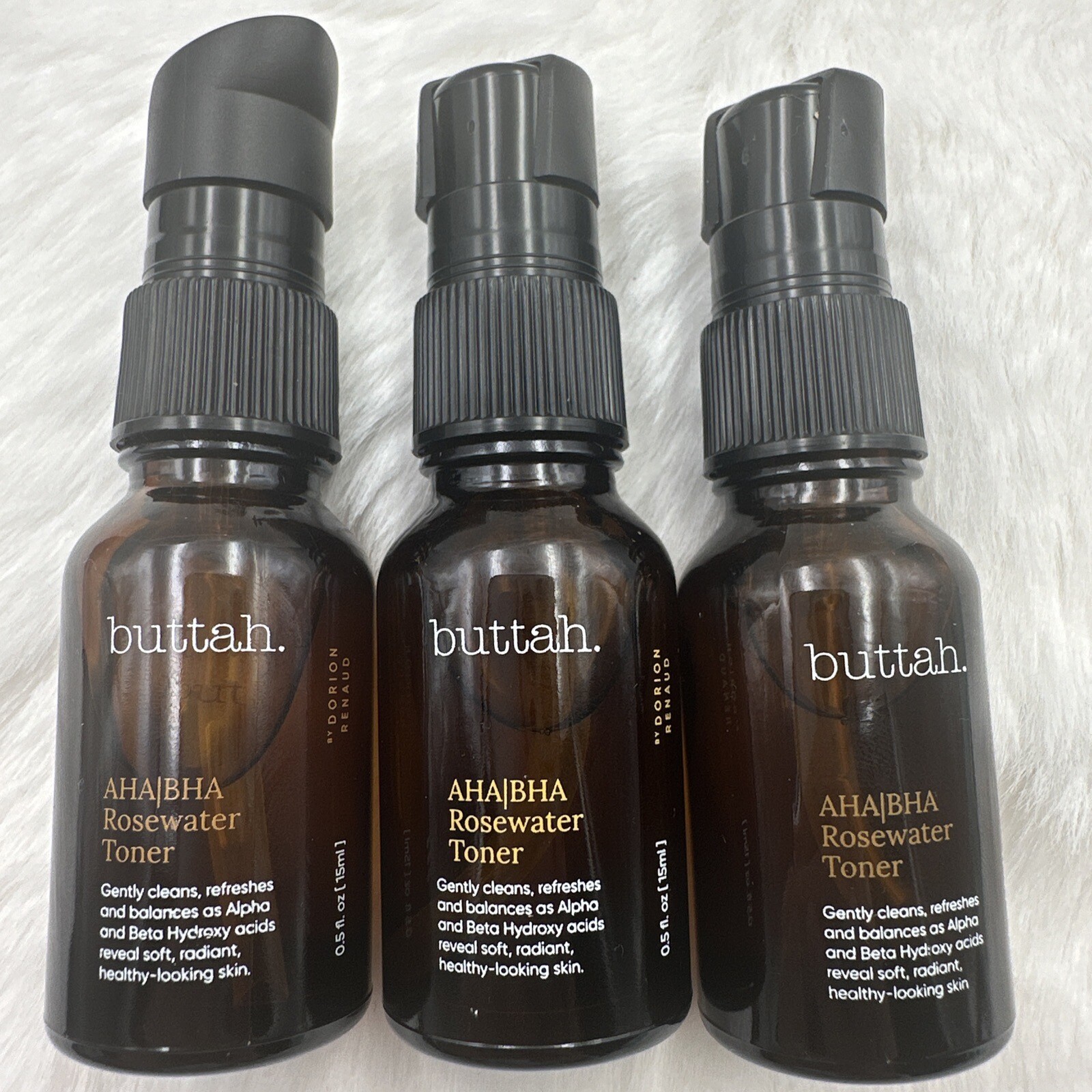 3 Pc - Buttah AHA/ BHA Rose Water Toner 0.5 fl.oz / 15 ml Each - Brand ...