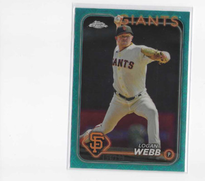 2024 Topps Chrome Aqua MLB Logo Fractor Logan Webb #168 #'d 154/199 Giants