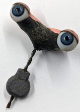 Vintage German Antique Hand Blown Rocker Glass Doll Eyes Blue Round BBI-8