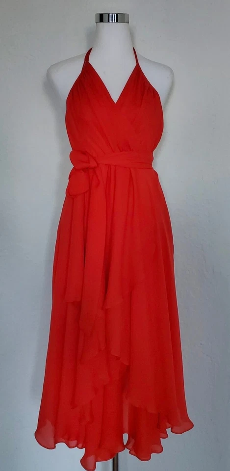 Haute Hippie Women's Halter Dress Midi Flare 100% Silk Red NWT $465.00 Size XS 2 - Image 4 of 4