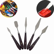 Plastic Handle Stainless Steel Palette Knife Oil Painting Scraper 5 Pcs/Set