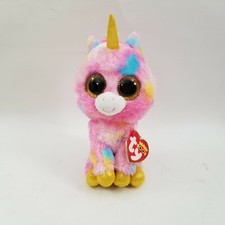 TY BEANIE BOOS-FANTASIA THE UNICORN BIG EYES/ Bright & Plush