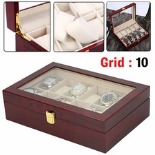 New 10 Grids Leather Watch Display Case Jewelry Collection Storage Holder Box UK