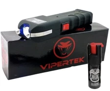 VIPERTEK VTS989 - 750 BV Rechargeable LED Heavy Duty Stun Gun + Pepper Spray