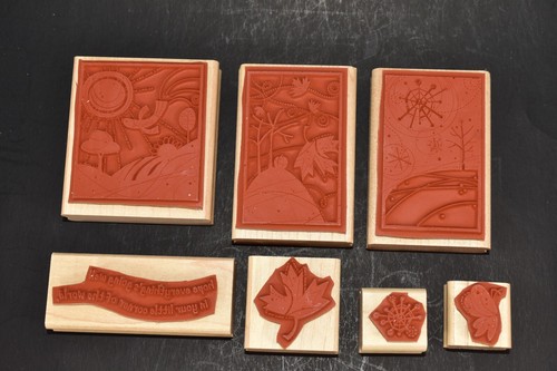 2007 " SEASONAL WHIMSY " WOOD-MOUNTED RUBBER STAMP SET BY STAMPIN UP SET OF 7 - Picture 4 of 5