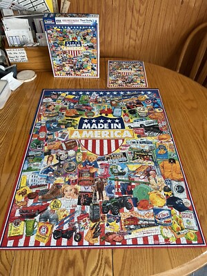 White Mountain Jigsaw puzzle 1000 Made in America Used COMPLETE Poster Ad Icons