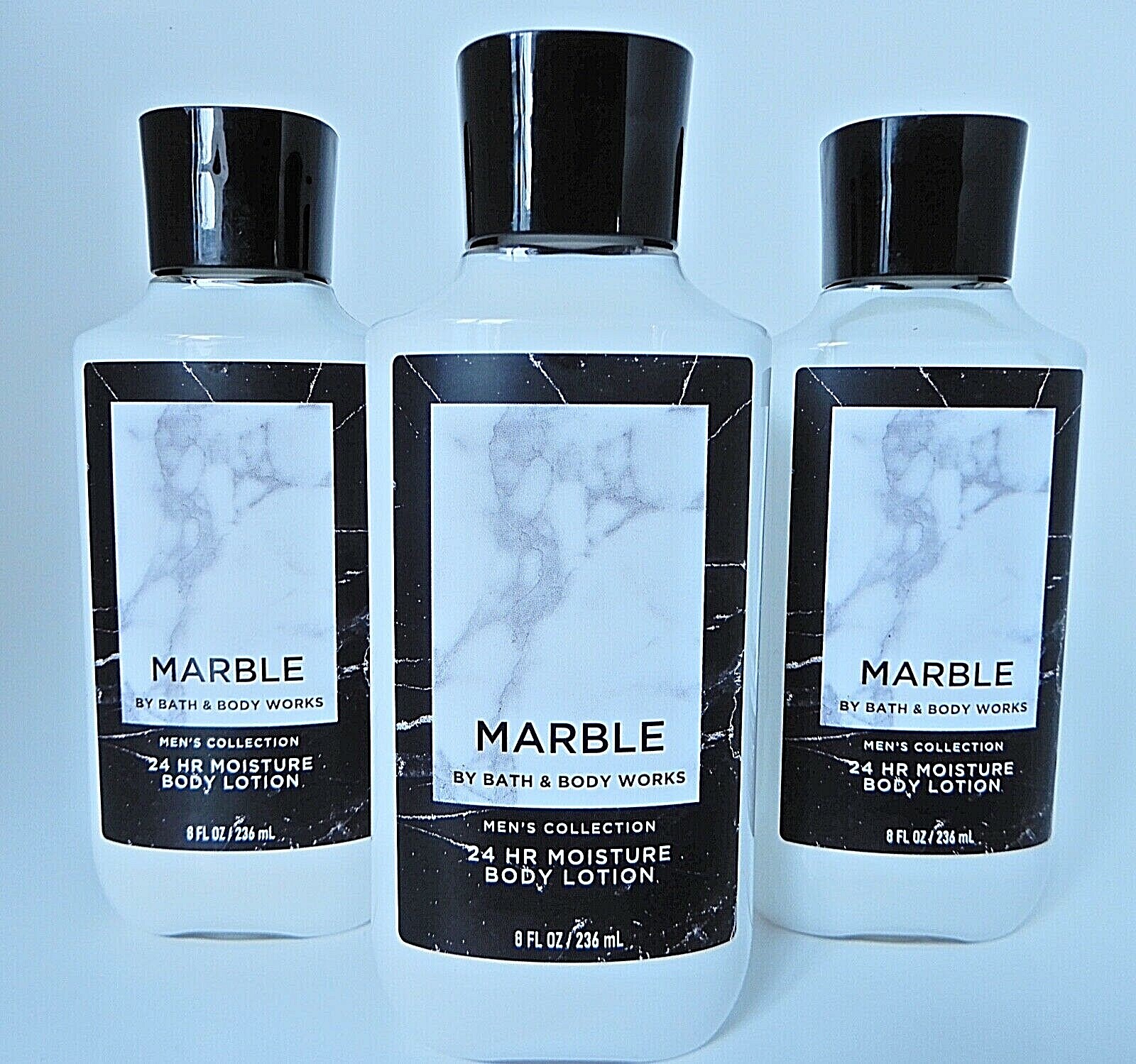 3 BATH & BODY WORKS MARBLE MEN'S COLLECTION MOISTURE BODY LOTION LARGE