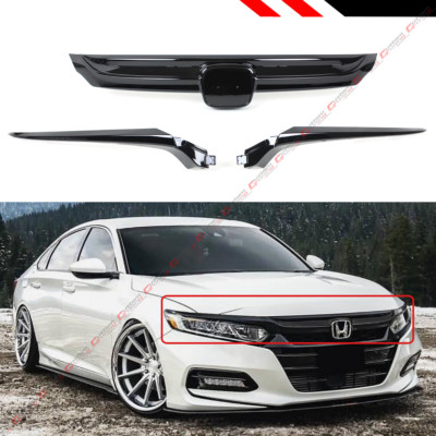 #ad For 2018 2020 10th Gen Honda Accord Sedan Glossy Black Sport Style Front Grille $69.99