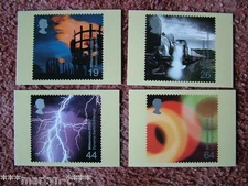 PHQ Stamp card set No 216 Fire and Light, 2000 4 card set.  Mint Condition