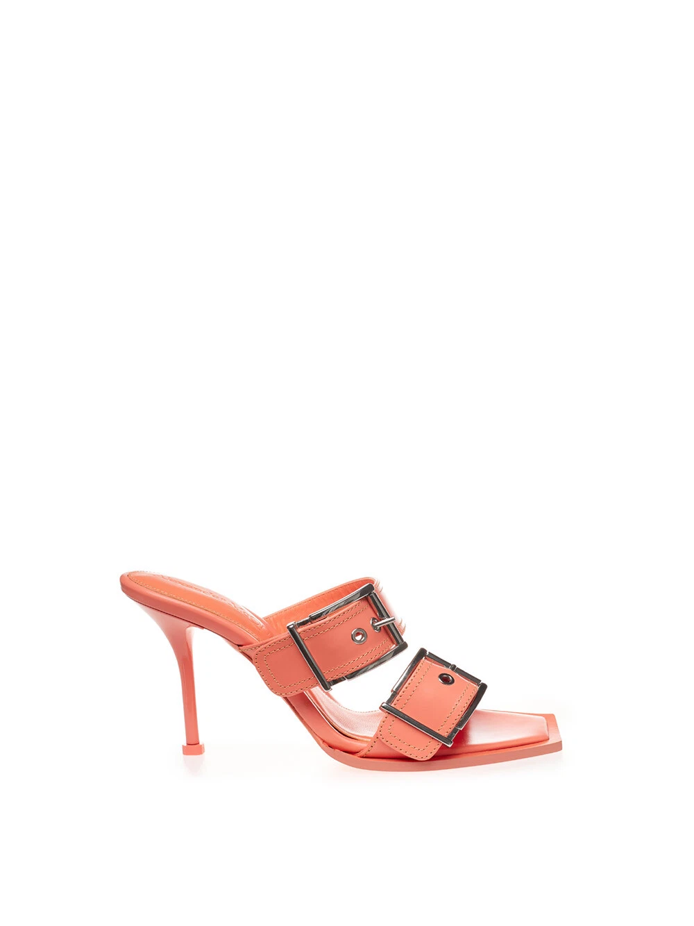 Sandalo con Fibbia di Alexander McQueen in pelle color rosa pesca con due f...