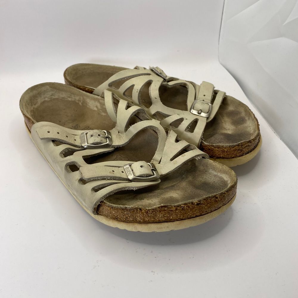 Birkenstock Sandals EU 38 W7 Granada Soft Footbed Beige Leather