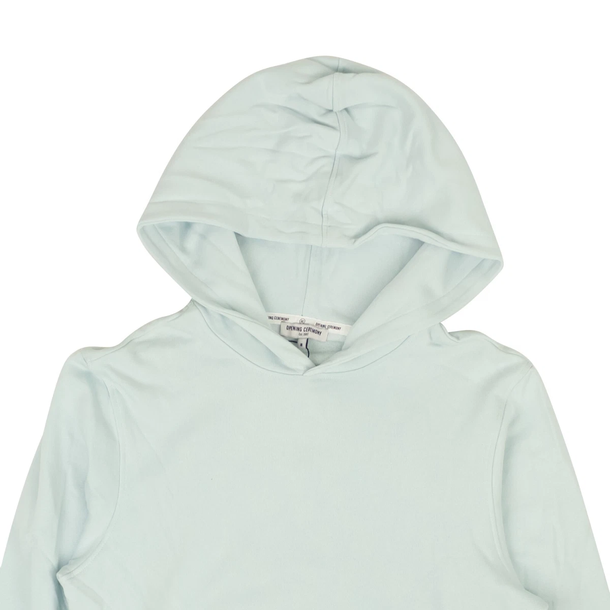 NWT OPENING CEREMONY Light Blue Cotton Blank Hoodie Sweatshirt Size M $115