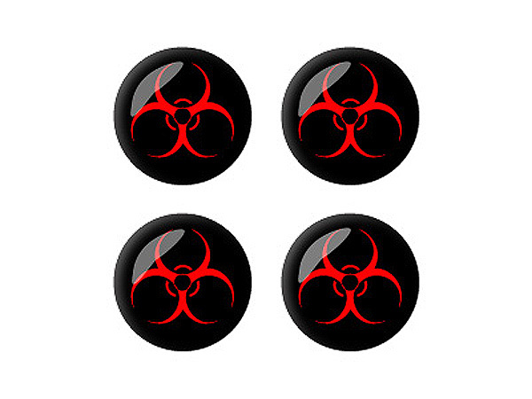 Biohazard Warning Symbol - Wheel Center Cap 3D Domed Set of 4 Stickers ...