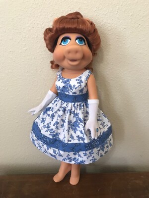 miss piggy blue dress REDUCED — Blue & White Floral Dress & Gloves For 16” Tonner Miss Piggy  Dolls