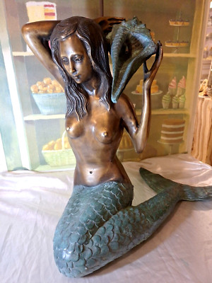 Wasserspeier Meerjungfrau Bronzefigur  Super Schön 56x55x43cm