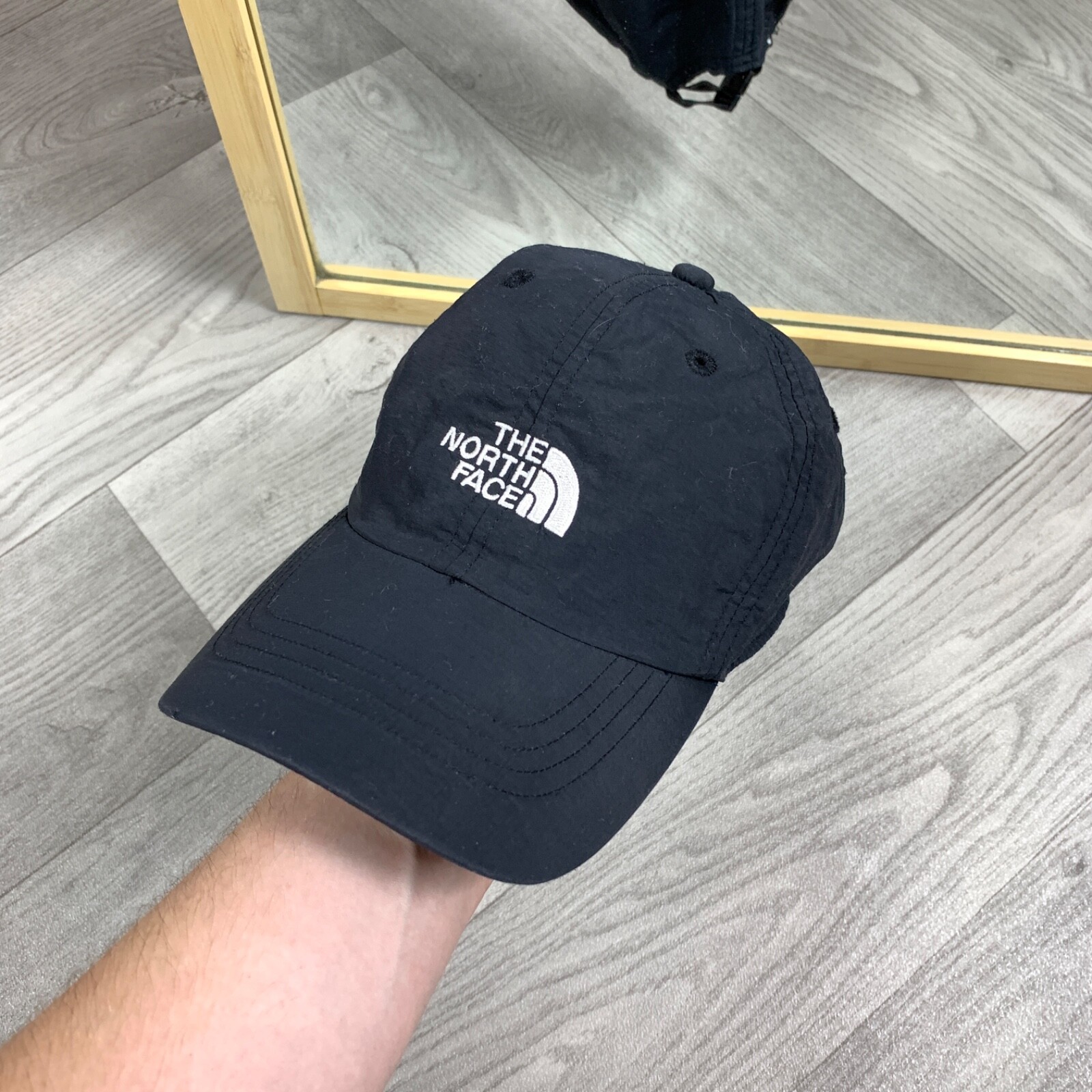 Vintage 90s The North Face Black Nylon Baseball Cap Icon Hat  