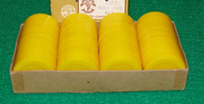 VINTAGE 100 PLASTIC GROOVED YELLOW INTERLOCKING POKER CHIPS marked 1947