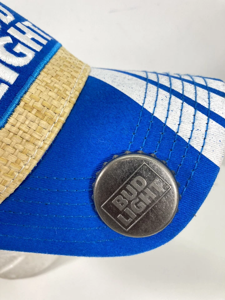 Bud Light Sombrero Gorra Snapback Paja Abridor de Botellas Unisex Malla Ajustable Budweiser Foto 3 de 4