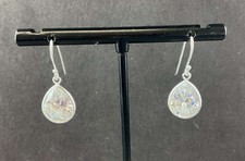 Radiant Sterling Silver and White CZ Teardrop Dangle Earrings