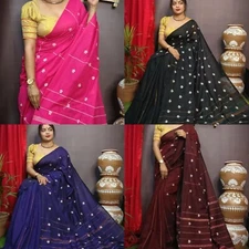 Women Khadi Cotton Soft Saree with Running Blouse