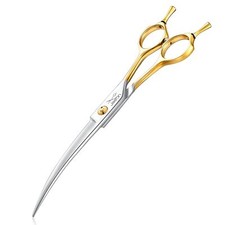 7.5 Inch Curved Scissors for Dog Grooming Professional Downward Curved Pet Fa...