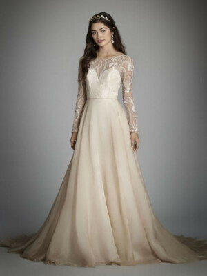 nude princess dress Champagne Nude Lace Mermaid Wedding Dress 2024 3D Floral Off-Shoulder Princess Bridal Gown