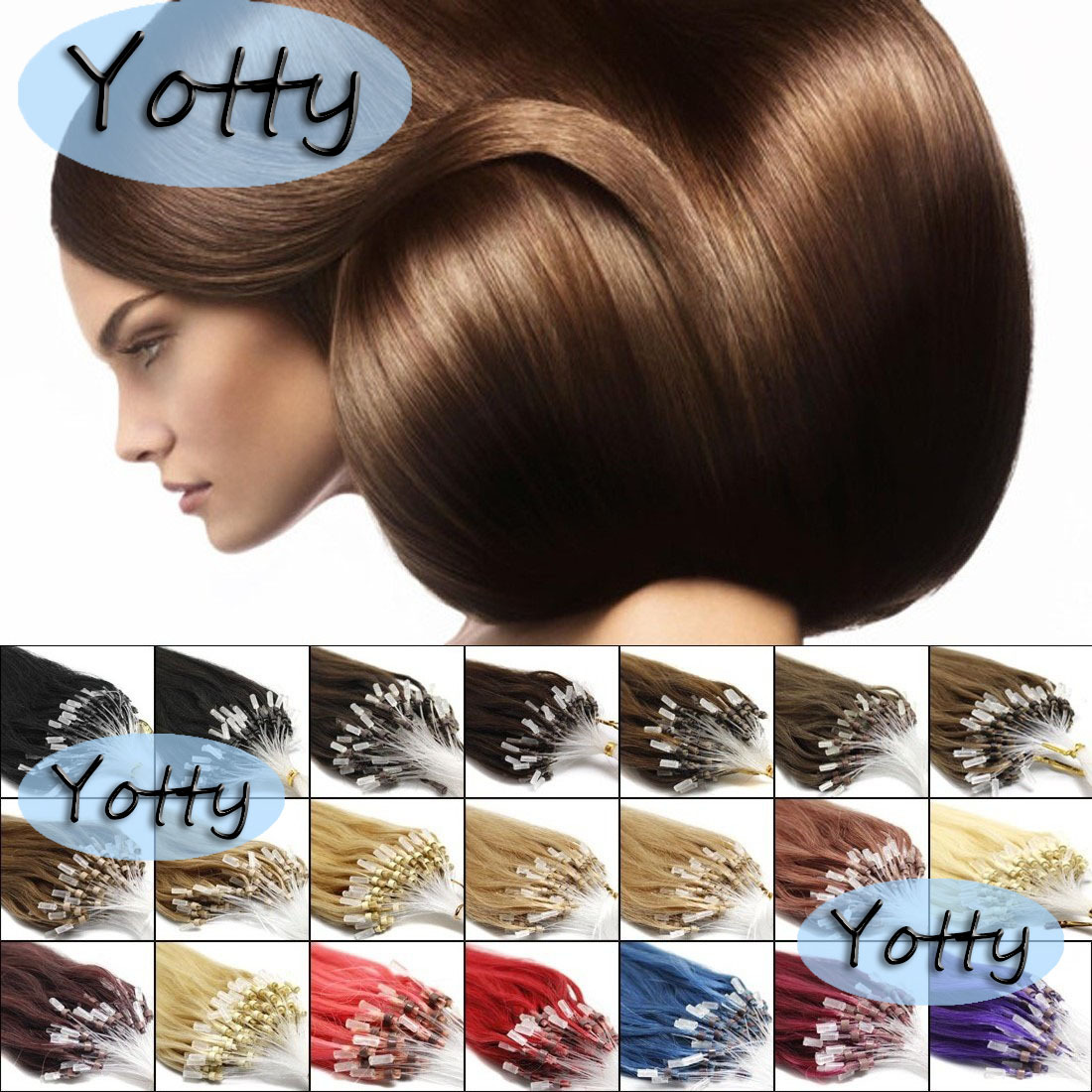 Image 01 - Beauty Easy Micro Beads Loop Rings Tip Remy Human Hair Extensions Balayage Ombre