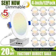 12Pack 4 Inch 5CCT Recessed Light with Night Light,Canless LED Recessed Lighting