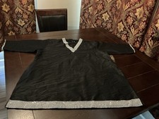 Black Cotton Blend Kurta Kurti Top, Long Sleeve, 34  Long, 48  Bust, Great