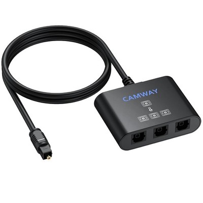 Toslink Splitter 1 in 3 Out Digital Audio Optischer Verteiler mit 1m Kabel für